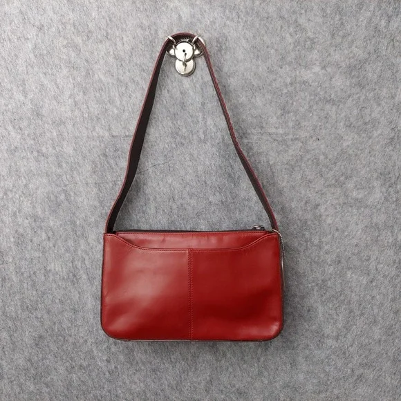 VTG Y2K Kenneth Cole Leather Shoulder Bag Red Purse Demi Zipper New York Stamped - Picture 9 of 15